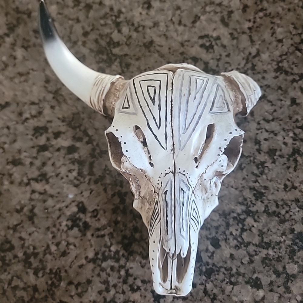 Boho Western Bull/Steer Skull (faux) 8" High x 6" Wide Pre-owned